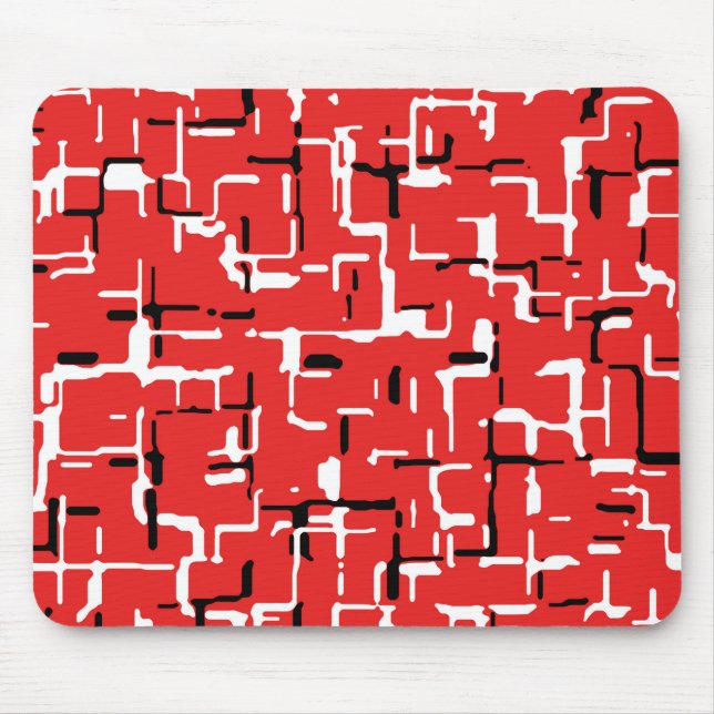 Rotes Schwarz-weißes Cooles Muster Mousepad (Vorne)