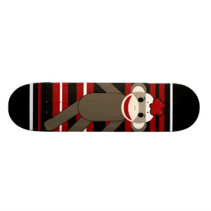 Rotes Schwarz-weißes gestreiftes Skateboard
