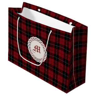 Rotes Schwarz-weißes kariertes Große Geschenktüte