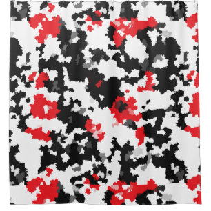 Rotes Schwarz-weißes unregelmäßiges Abstract-Desig Duschvorhang