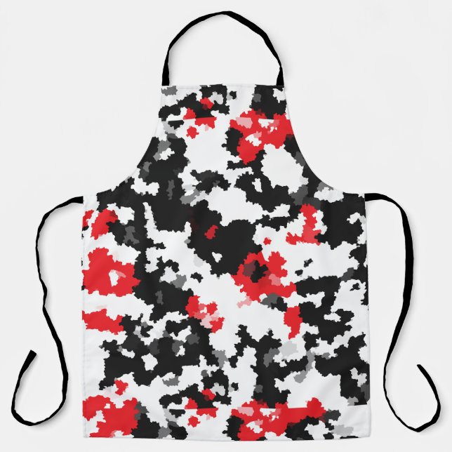Rotes Schwarz-weißes unregelmäßiges Abstract-Desig Schürze (Vorderseite)