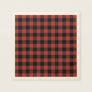 Rotes schwarzer Büffel-kariertes Papier Serviette