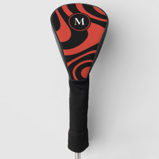 Rotes schwarzes abstraktes Design mit individuelle Golf Headcover