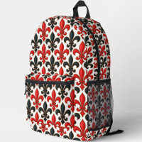 Rotes Schwarzes Barock Fleur-de-lis-Muster