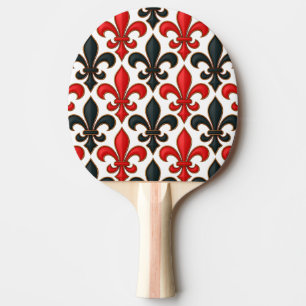 Rotes Schwarzes Barock Fleur-de-lis-Muster Tischtennis Schläger