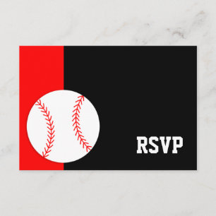 Rotes schwarzes Baseball-Bar Mitzvah UAWG RSVP Karte