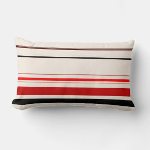 Rotes Schwarzes Beige - Braune Streifen Lendenkissen