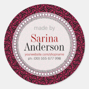 Rotes schwarzes Blumenmuster, hergestellt durch Et Runder Aufkleber