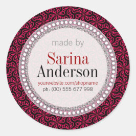 Rotes schwarzes Blumenmuster, hergestellt durch Et Runder Aufkleber