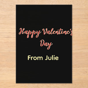 Rotes schwarzes frohes Valentinstag von Name stilv Acryleinladungen