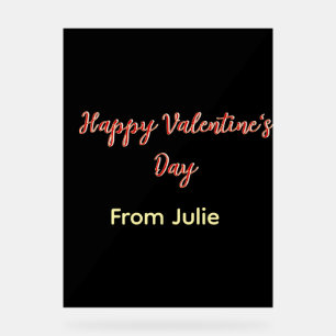 Rotes schwarzes frohes Valentinstag von Name stilv Acrylschild