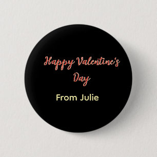 Rotes schwarzes frohes Valentinstag von Name stilv Button