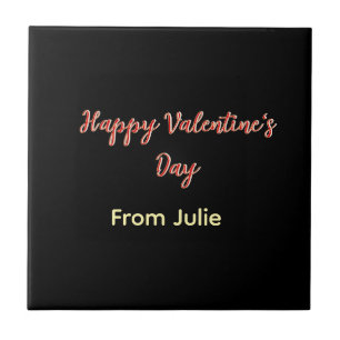 Rotes schwarzes frohes Valentinstag von Name stilv Fliese