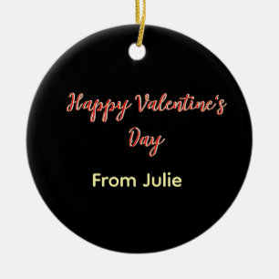 Rotes schwarzes frohes Valentinstag von Name stilv Keramik Ornament