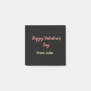 Rotes schwarzes frohes Valentinstag von Name stilv Post-it Klebezettel