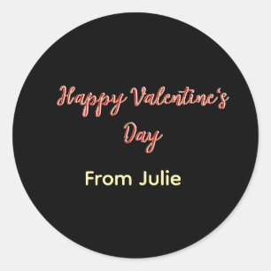 Rotes schwarzes frohes Valentinstag von Name stilv Runder Aufkleber