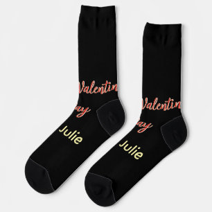 Rotes schwarzes frohes Valentinstag von Name stilv Socken