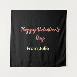 Rotes schwarzes frohes Valentinstag von Name stilv Wandteppich