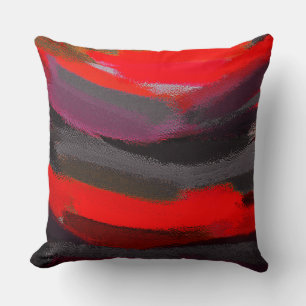 Rotes Schwarzes Grau Lila Abstrakte Malerei Kissen