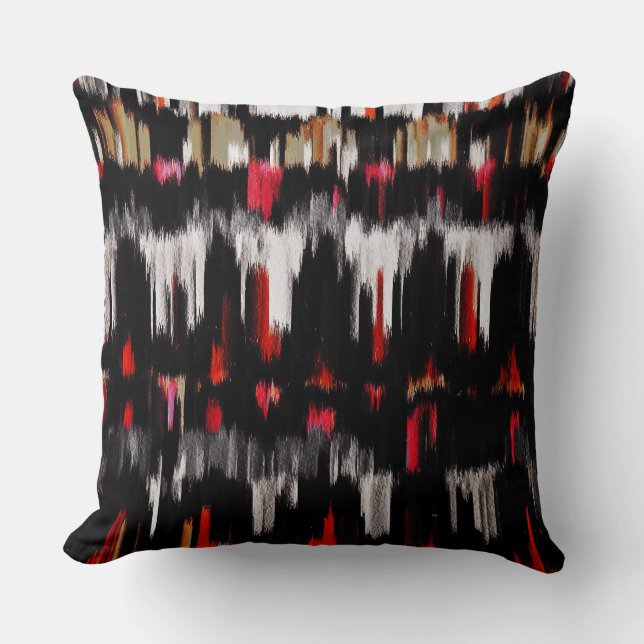 Rotes schwarzes graues abstraktes malendes #3 kissen (Vorderseite)