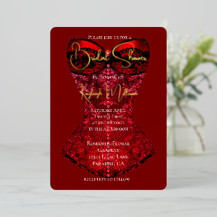 Rotes schwarzes Korsett Brautparty Folieneinladung