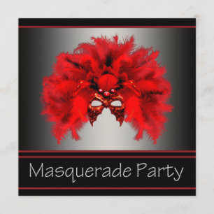 Rotes Schwarzes Maskerade Party Einladung