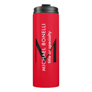 Rotes Schwarzes Monogramm Modernes Minimalistische Thermosbecher