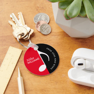 Rotes Schwarzes Musiksymbol auf Schlüsselanhänger 