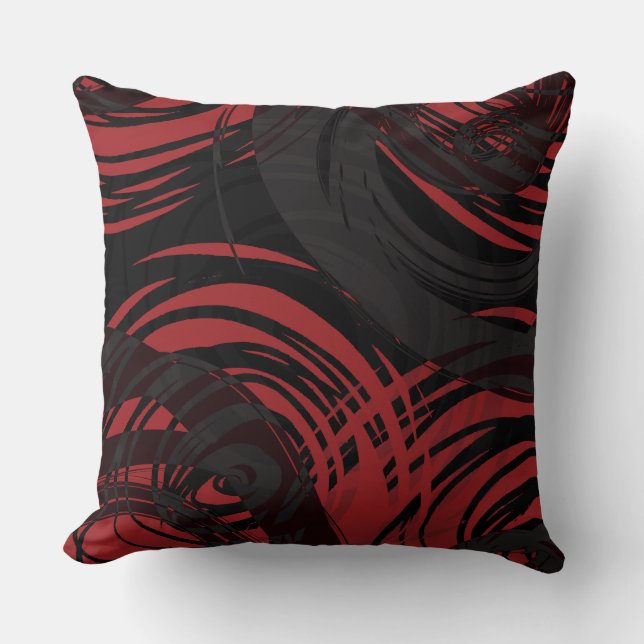 ROTES SCHWARZES SPIRALES DESIGN Retro-Kissen Kissen (Vorderseite)