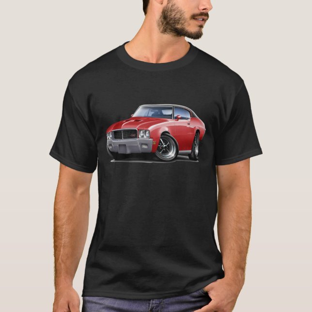 Rotes schwarzes Spitzenauto 1970-72 Buicks GS T-Shirt (Vorderseite)