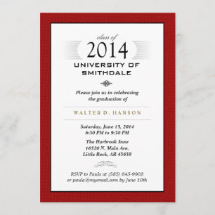 Rotes schwarzes u. weißes formales Abschluss-Party Einladung