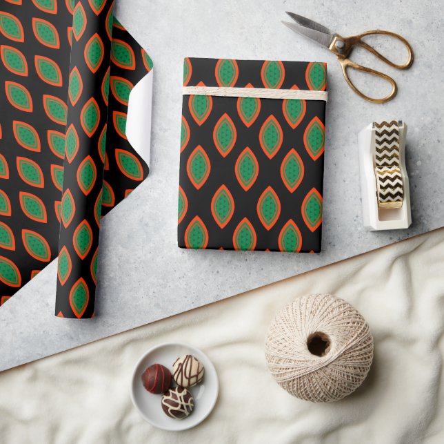 Rotes, schwarzes und grünes Ankara-Style-Wrap-Papi Geschenkpapier (Kunsthandwerk)
