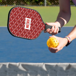 Rotes, schwarzes und weißes geometrisches Pixelmus Pickleball Schläger