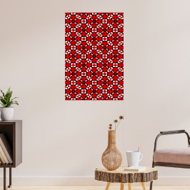 Rotes, schwarzes und weißes geometrisches Pixelmus Poster