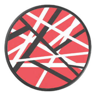 Rotes, schwarzes und weißes Grafikdesign Eishockey Puck