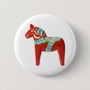 Rotes Schwede Dala Pferd Button