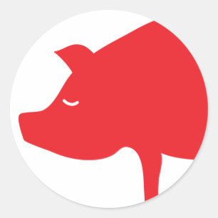 Rotes Schwein - Big Red Classic Round Aufkleber