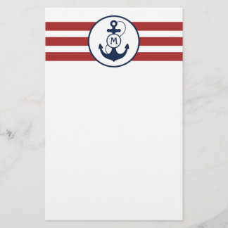 Rotes Seeanker-Monogramm Briefpapier