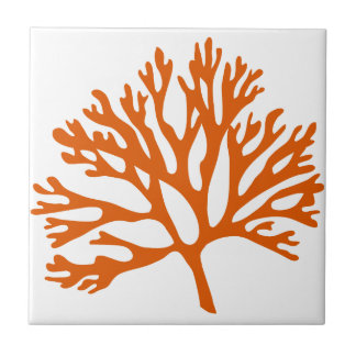 rotes Seekorallen-Silhouette Fliese