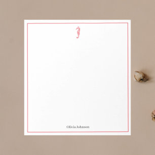 Rotes Seepferd Aquarelltonröhre Meeresleben Notizblock