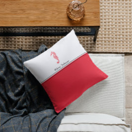 Rotes Seepferd zeichne Meeresleben Name elegant Kissen