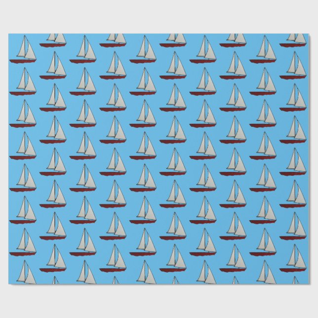 Rotes Segelboot Geschenkpapier (Flach)