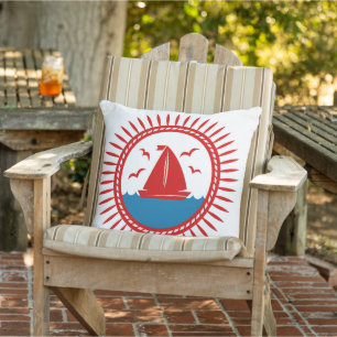 Rotes Segelboot Kissen