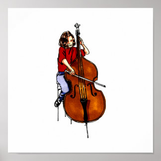 Rotes Shirt mit Orchesterbass Poster