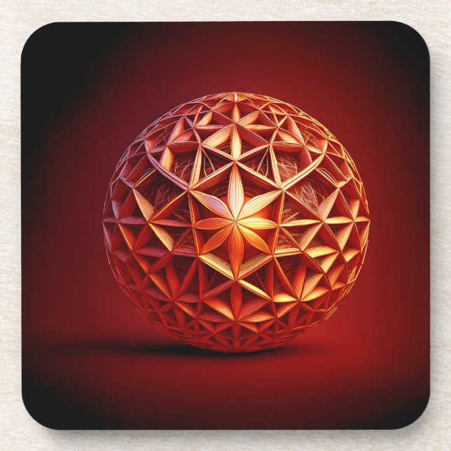 Rotes Sierpinski-Dreieck-Fraktal Getränkeuntersetzer (Vorderseite)