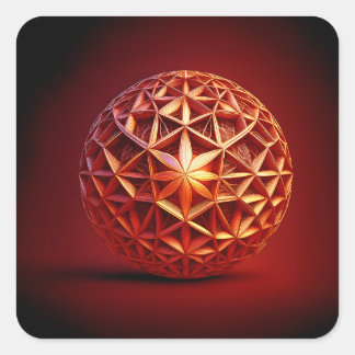 Rotes Sierpinski-Dreieck-Fraktal Quadratischer Aufkleber