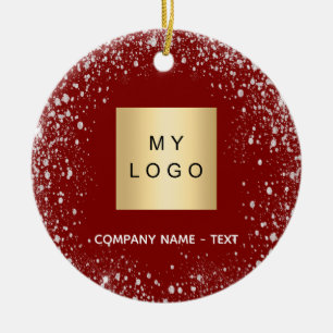 Rotes Silber-Glitter-Geschäftslogo Keramik Ornament