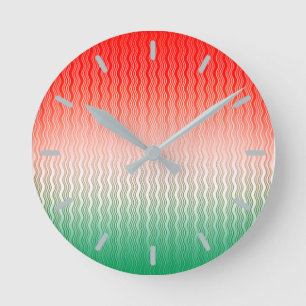 Rotes Silbergraue Streifen Runde Wanduhr