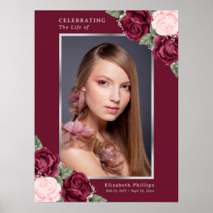 Rotes silbernes Blumenfoto - Zeichen zum Gedenken  Poster