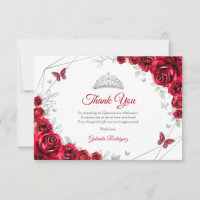 Rotes Silbernes Florales Quinceanera